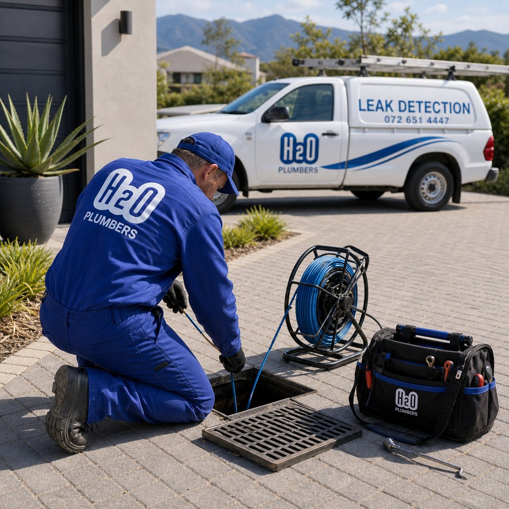 Blocked drain clearing with drain rods by H2O Plumbers in the Garden Route