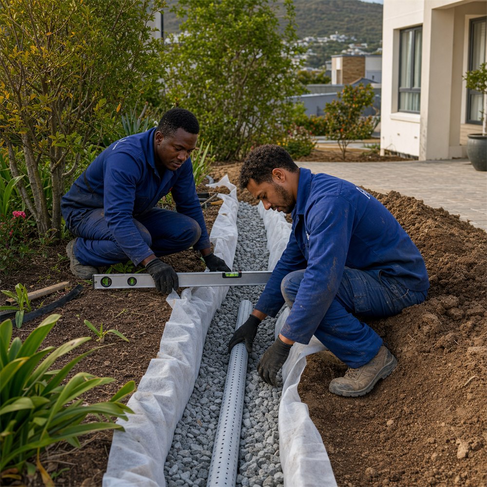 French drain installation for drainage problems in the Garden Route